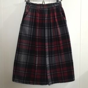 70s 80s wool blend plaid midi skirt